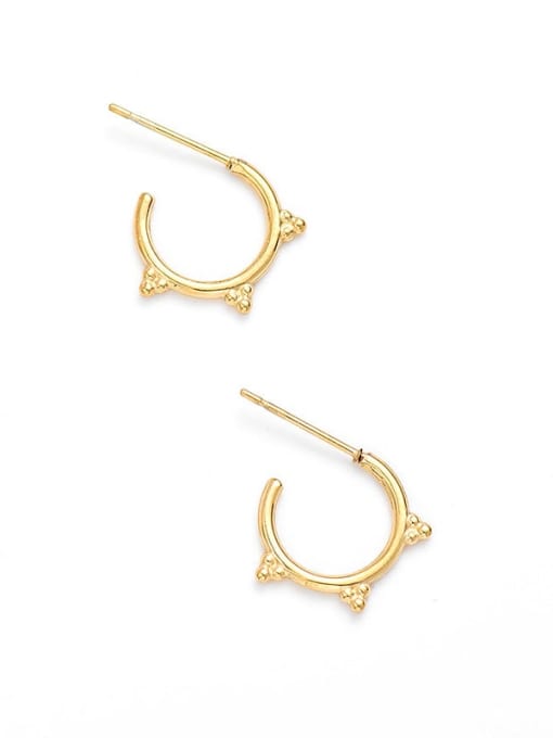 YAYACH Round Earrings C-shaped golden titanium steel earrings 1