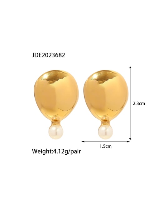 J&D Stainless steel Imitation Pearl Water Drop Trend Stud Earring 3