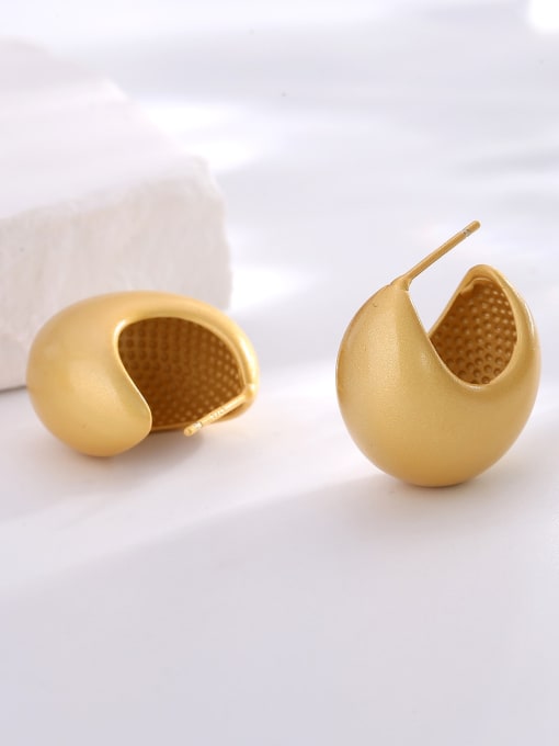 H01628 Gold Brass Geometric Trend Stud Earring
