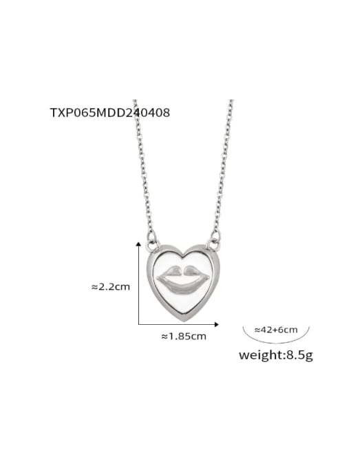 TXP065 Steel White Necklace Brass Enamel  Heart Hip Hop Earring and Necklace Set