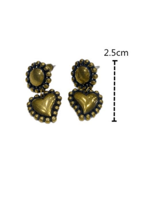 Clioro Brass Heart Vintage Drop Earring 3