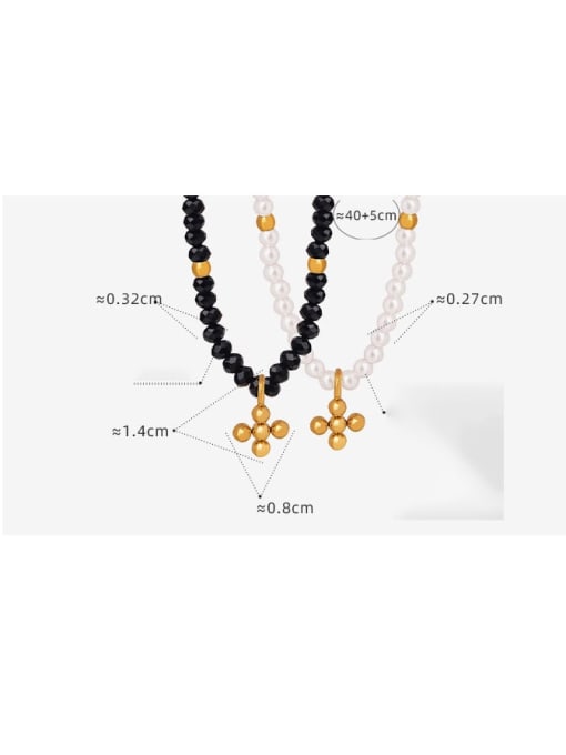 MAKA Titanium Steel Imitation Pearl Cross Trend Necklace 2