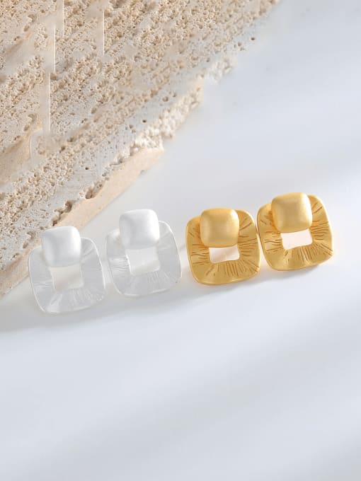 QJM Brass Geometric Minimalist Drop Earring 0