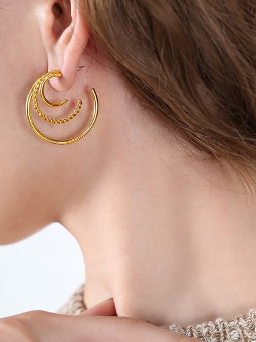 F827 Gold Earrings Titanium Steel Geometric Trend Hoop Earring