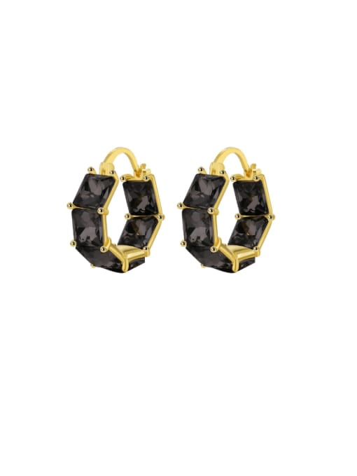 Clioro Brass Cubic Zirconia Geometric Hip Hop Huggie Earring 0