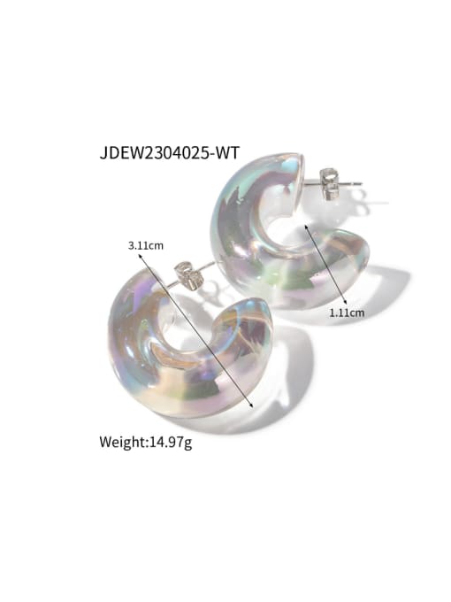 JDEW2304025 WT Stainless steel Resin Multi Color Geometric Minimalist Stud Earring