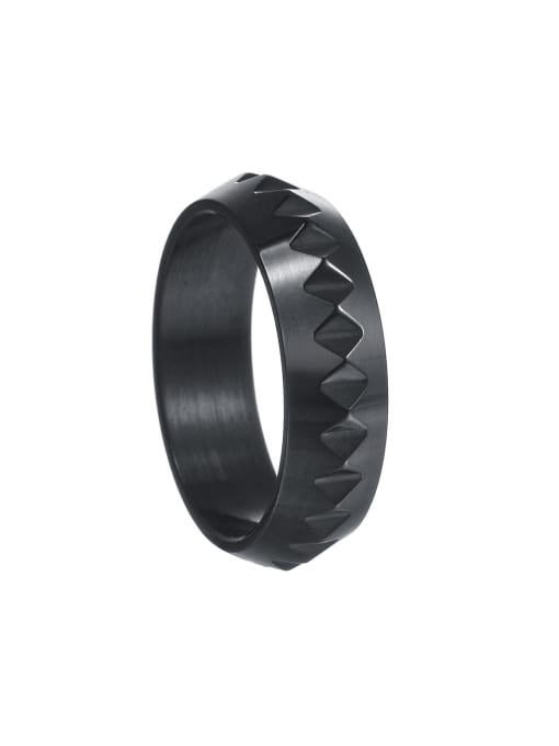black Titanium Steel Irregular Hip Hop Band Ring