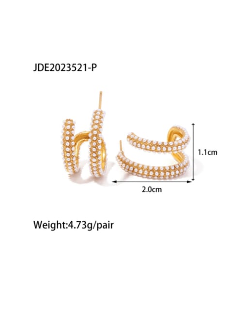 JDE2023521 P Stainless steel Imitation Pearl Geometric Hip Hop Stud Earring