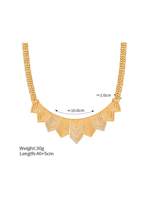 P509 Golden Necklace Titanium Steel Cubic Zirconia Irregular Hip Hop Necklace