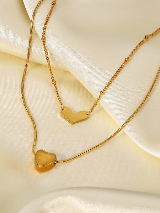 J&D Stainless steel Heart Minimalist Multi Strand Necklace 2