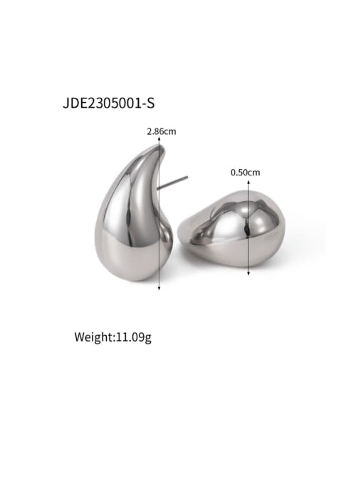 JDE2305001 S Stainless steel Water Drop Hip Hop Stud Earring