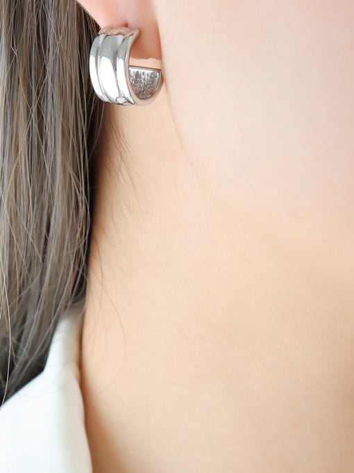F711 Steel Color Earrings Titanium Steel Geometric Trend Hoop Earring