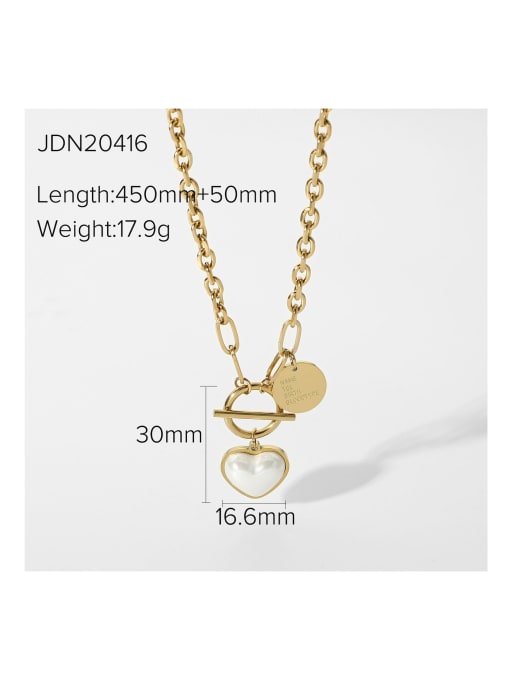 J&D Stainless steel Imitation Pearl Heart Trend Cuban Necklace 4