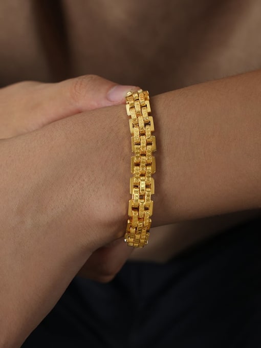 Gold X Texture Bracelet Titanium Steel Geometric Trend Link Bracelet