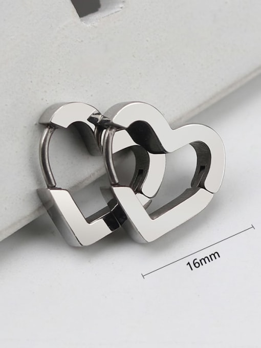 Love steel 16mm one Stainless steel Geometric Minimalist Single Earring(Single-Only One)