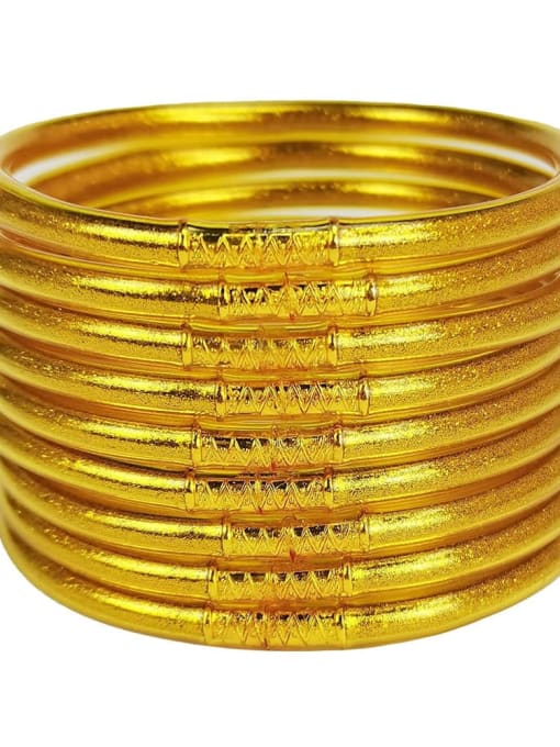 golden PVC Silicone Tube Gold Powder Bracelet, Jelly Bangles Bracelet, Cross-Border 9 in a Group