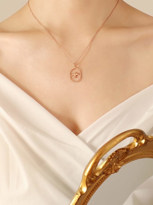 rose gold Titanium Steel Geometric Vintage Necklace