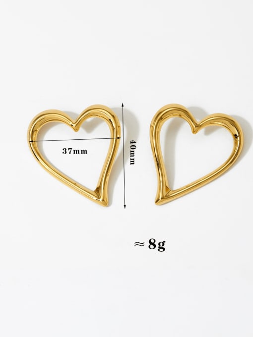 Gold KDE2437 Stainless steel Hollow  Heart Hip Hop Stud Earring