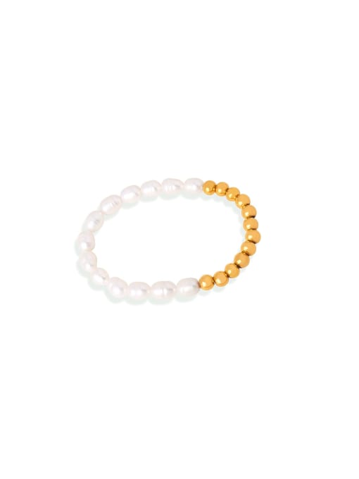 MAKA Titanium Steel Freshwater Pearl Geometric Trend Handmade Beaded Bracelet