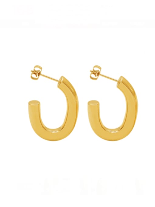 F567 gold U-shaped geometric Earrings Titanium Steel Geometric Minimalist U Shape  Stud Earring
