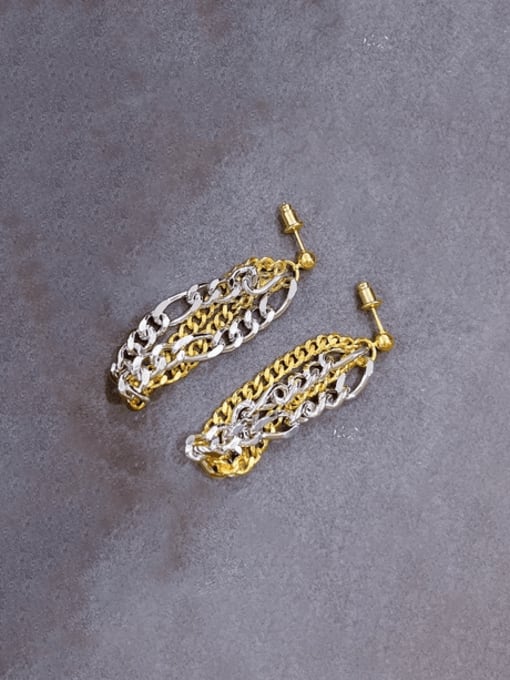 H01031 Earrings Brass Tassel Vintage Threader Earring
