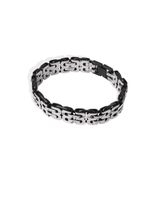 MAKA Titanium Steel Geometric Chain Hip Hop Bracelet 0