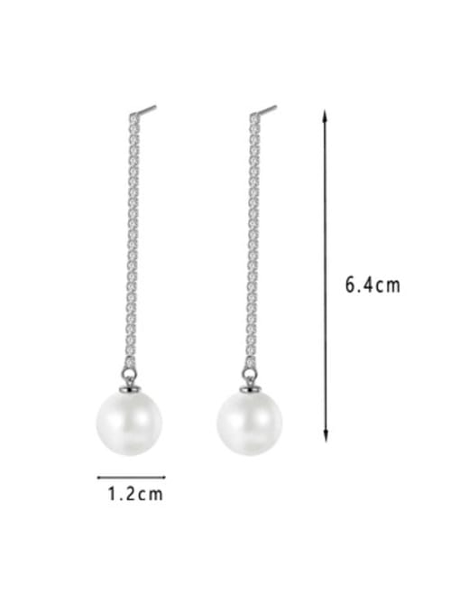 Clioro Brass Imitation Pearl Tassel Minimalist Threader Earring 4