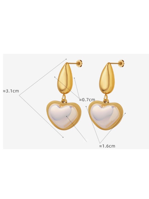MAKA Titanium Steel Shell Heart Minimalist Drop Earring 2