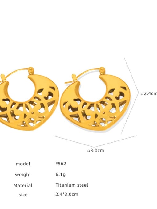F562 Gold Earrings Titanium Steel Hollow Geometric Hip Hop Huggie Earring