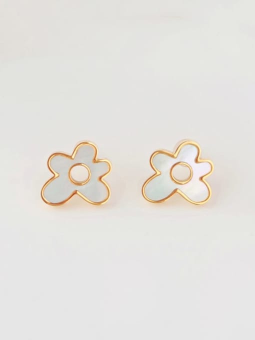 Alien flower earrings gold Titanium Steel Enamel Flower Minimalist Necklace