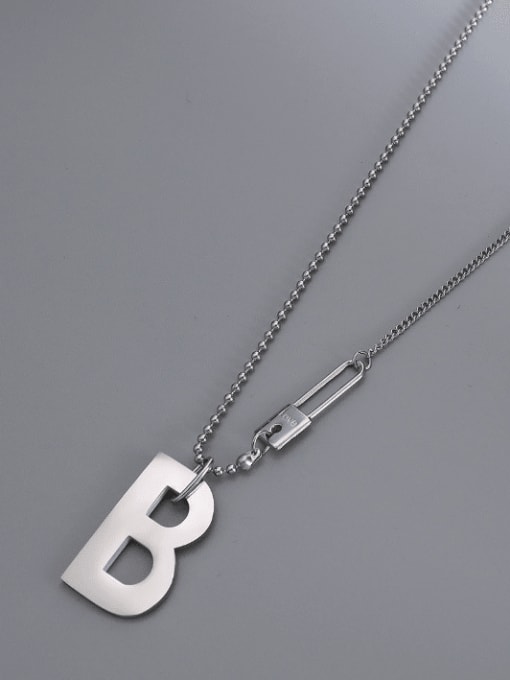 steel color 42.5cm Titanium 316L Stainless Steel Letter Hip Hop Necklace with e-coated waterproof