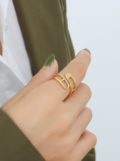 A279 gold ring Titanium Steel Geometric Minimalist Stackable Ring
