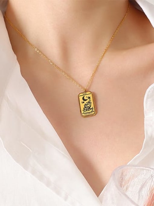 P246 strength Gold Necklace 40+ 5cm Titanium Steel Enamel Geometric Vintage Necklace