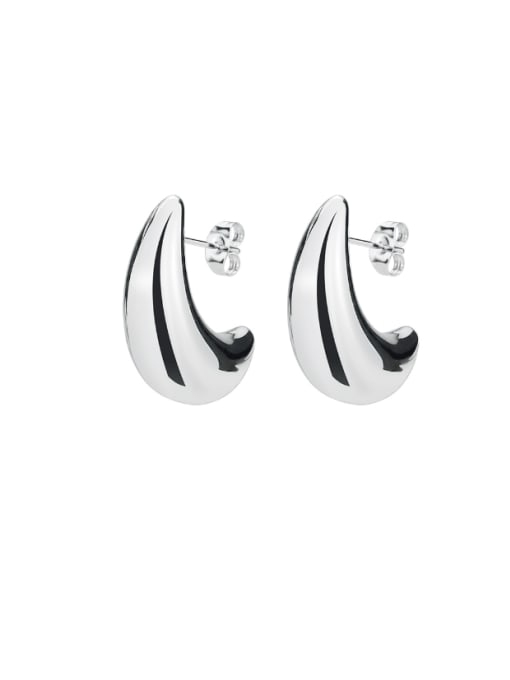 Steel color pair Titanium Steel Moon Minimalist Stud Earring