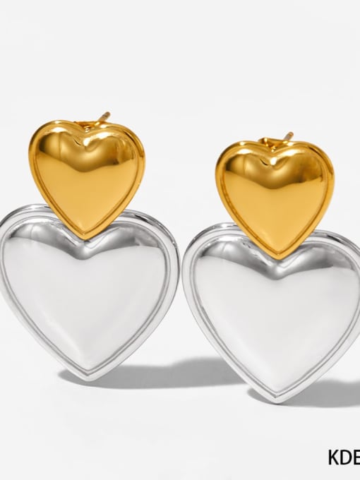 Gold and steel dual color KDE2107 Stainless steel Heart Trend Stud Earring