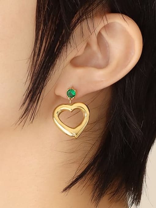 F627 gold green Zircon Earrings Titanium Steel Cubic Zirconia Geometric Vintage Drop Earring