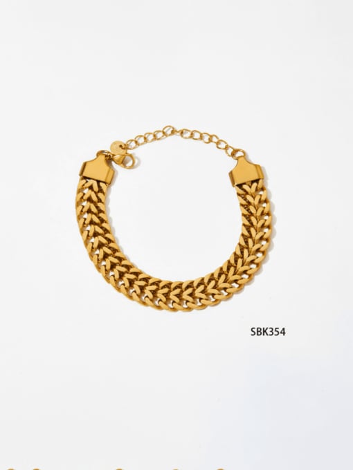 Gold SBK354 Bracelet Stainless steelHip Hop Wheatear  Bracelet and Necklace Set