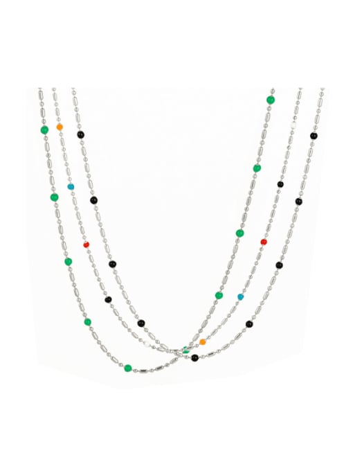 Clioro Stainless steel Irregular Minimalist Beaded Necklace 3