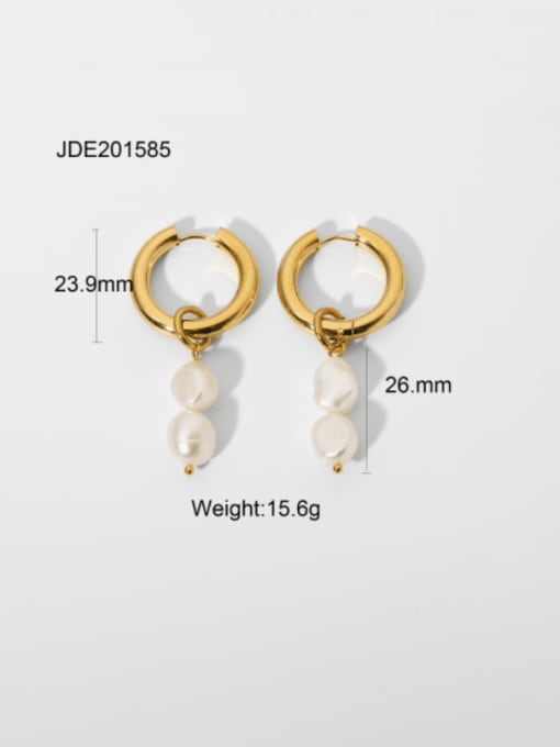 JDE201585 Stainless steel Imitation Pearl Geometric Minimalist Drop Earring