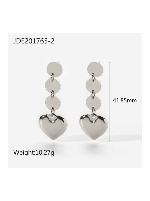 JDE201765 2 Stainless steel Heart Trend Drop Earring