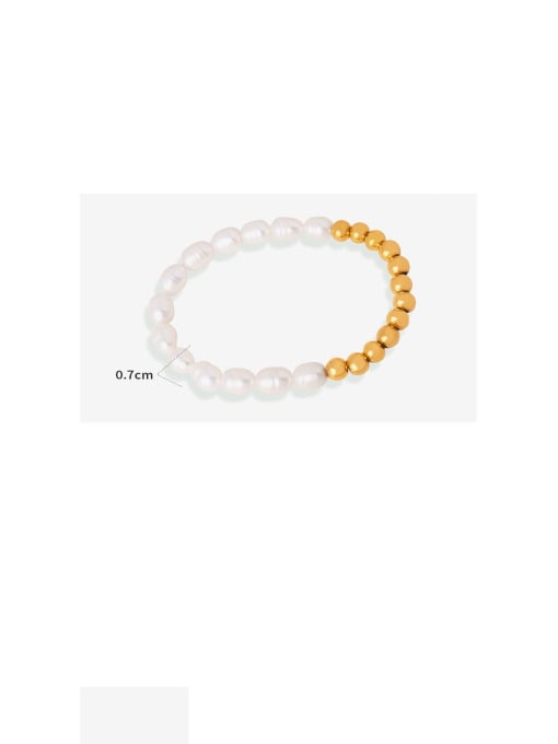 MAKA Titanium Steel Freshwater Pearl Geometric Trend Handmade Beaded Bracelet 3