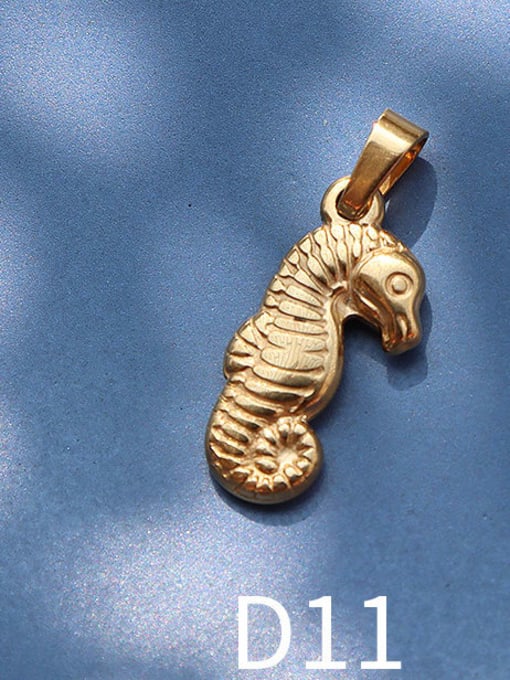 D11 golden Seahorse Titanium 316L Stainless Steel Animal  Bird Cute Pendant with e-coated waterproof