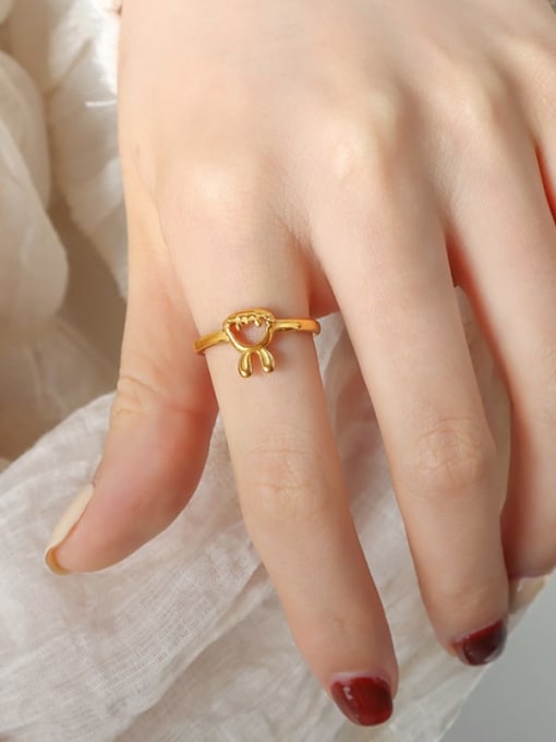 A473 Gold Ring Titanium Steel Rabbit Dainty Band Ring