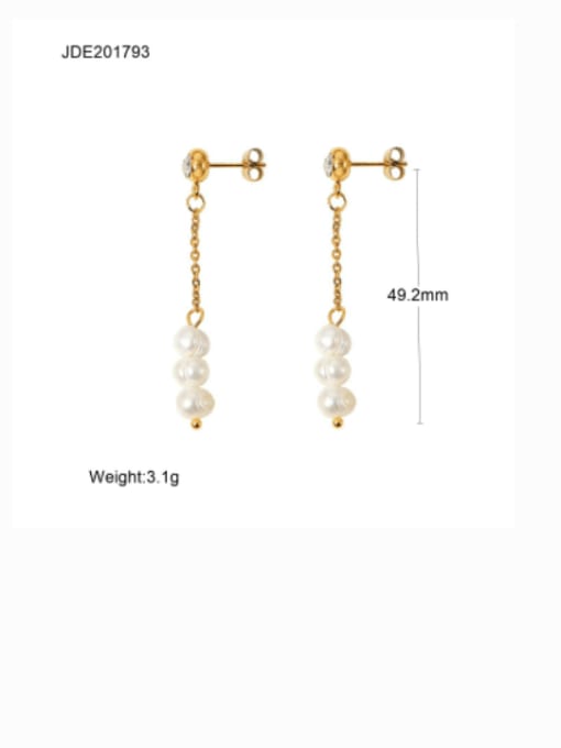 JDE201793 Stainless steel Imitation Pearl Geometric Minimalist Drop Earring