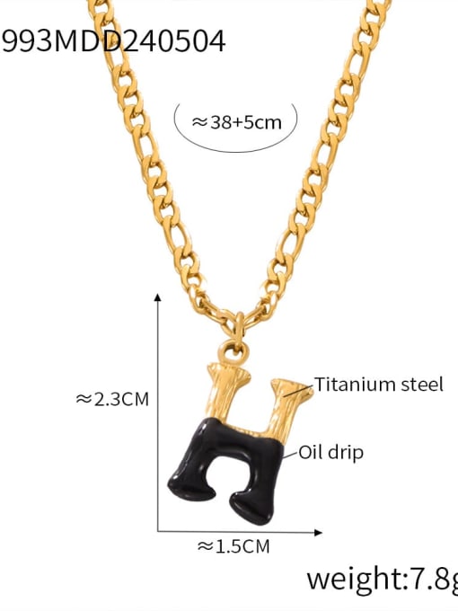 P1993 Gold Black Necklace H Titanium Steel Letter Hip Hop Necklace