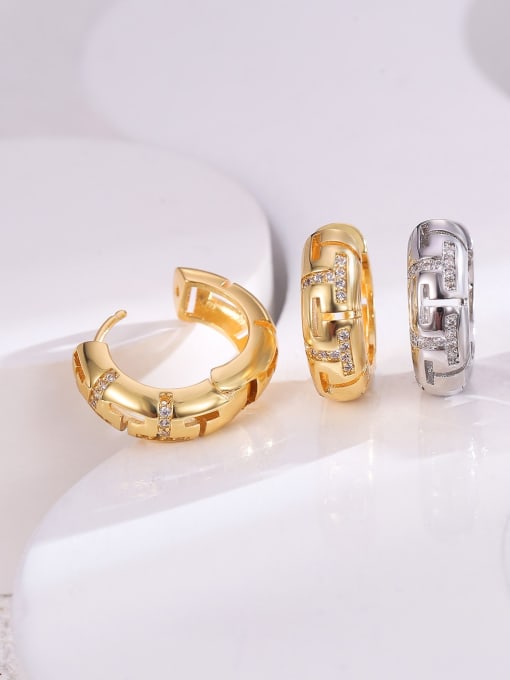 Clioro Brass Cubic Zirconia Round Dainty Stud Earring 2