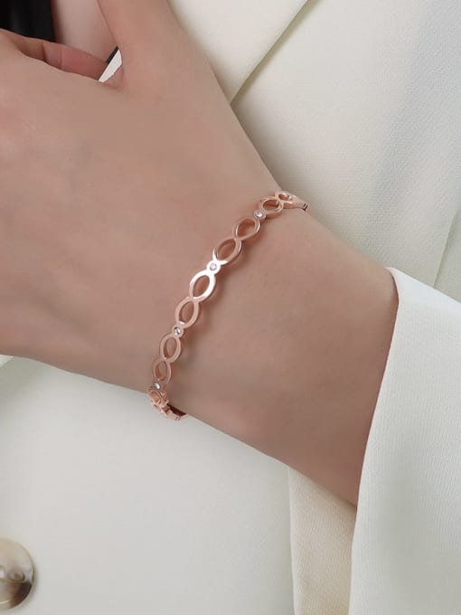 Z008 rose gold bracelet Titanium 316L Stainless Steel Hollow Geometric Vintage Band Bangle with e-coated waterproof
