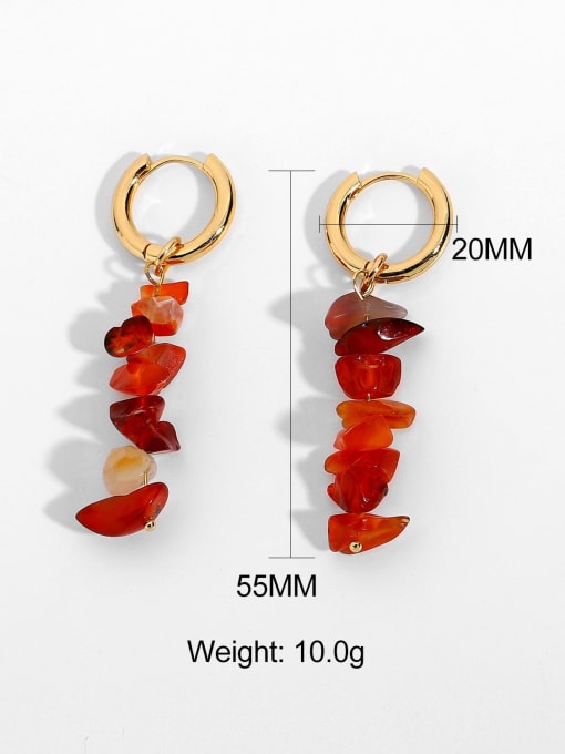 JDE20190 2 Stainless steel Natural stone Bohemia Drop Earring