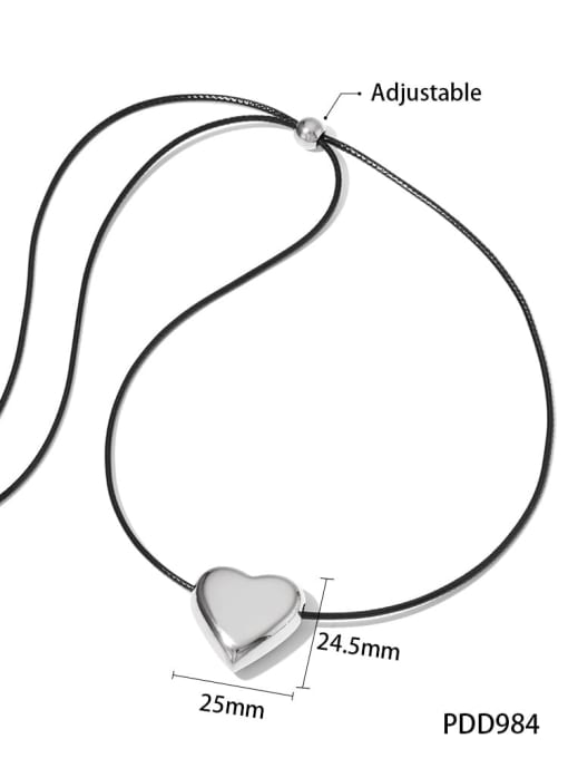 PDD984 Stainless steel Microfiber Leather Heart Trend Necklace