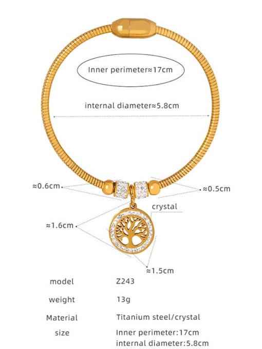 Z243 Gold Bracelet Titanium Steel Cubic Zirconia Geometric Trend Band Bangle